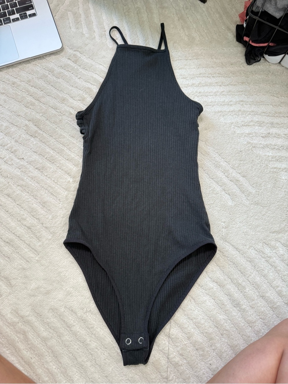 Black Ribbed Kids One-Piece Bodysuit